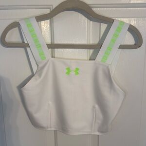 UNDER ARMOUR ARMOUR SQUARE NECK SPORTS BRA - WHITE/NEON WOMEN´S SMALL